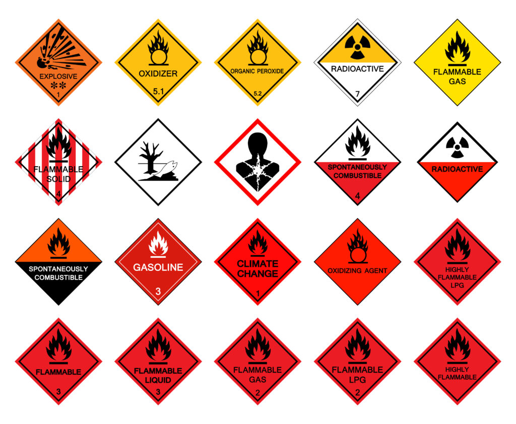 20 various hazardous materials placard examples