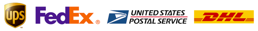 UPS FedEx USPS and DHL logos full color horizontal